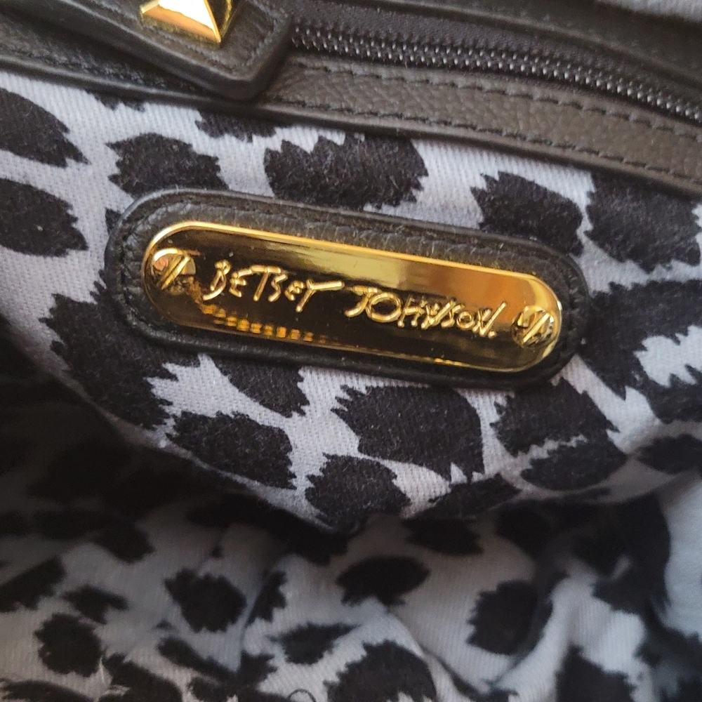 Betsey Johnson Large Hobo Croc To It Black and Gold Studded Women's Bag - Picture 11 of 12